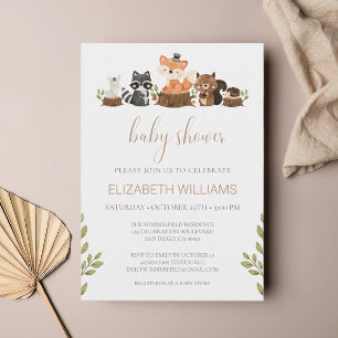 Kön Neutral Woodland Forest Animals Baby Shower Inbjudningar