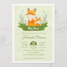 Kön Neutral Woodland Fox Baby Shower-inbjudan