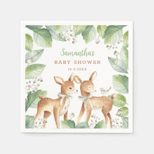 Kön Neutral Woodland Twillingars Baby Shower  för  Pappersservett