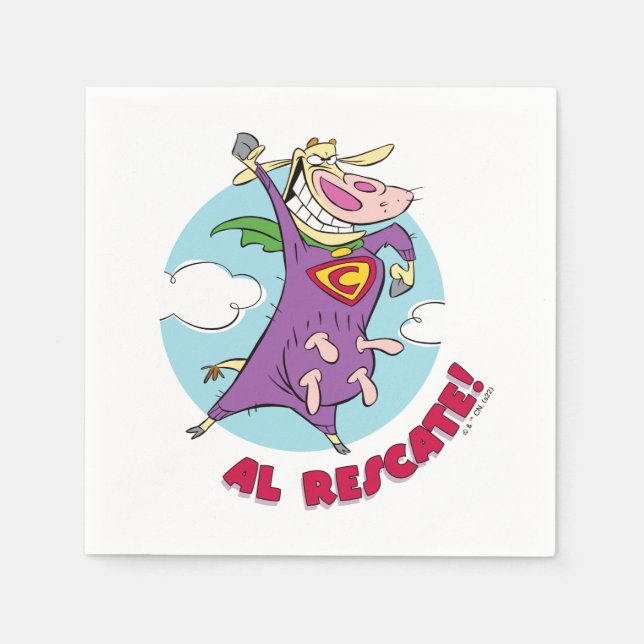 Kon och Chicken Toppen Cow Al Rescate! Pappersservett (Framsidan)