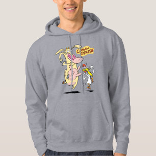Kon och kyckling som kör grafik hoodie