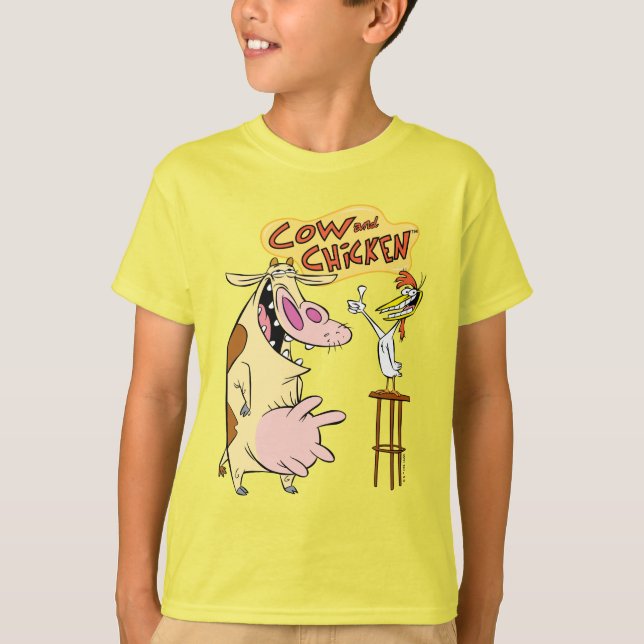 Kon- och kycklingliknande grafik t shirt (Framsida)