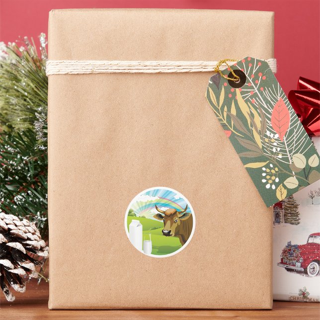 Kon- och Mjölk-fästen Runt Klistermärke (Skapare uppladdad)