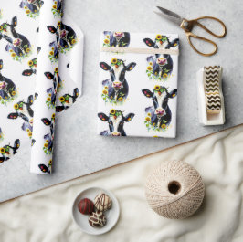 Kon och solblommor Land Farm Mönster Presentpapper