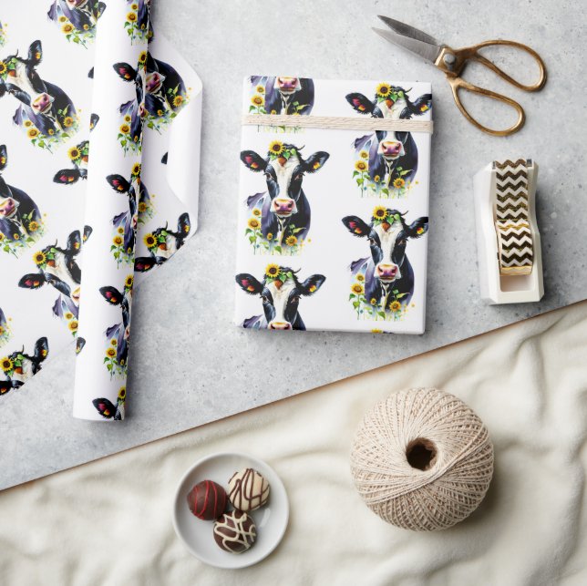 Kon och solblommor Land Farm Mönster Presentpapper (Hantverk)