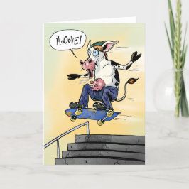 Kon på en Skateboard Yelling Move Tack Kort