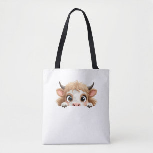 Kon Peeking Cute Adsible Funy Animal Tecknad Art Tygkasse