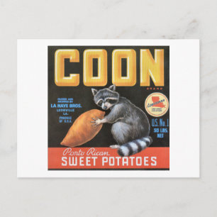 Kon "Porto Rican" Vintage etikett för sötpotatis Vykort