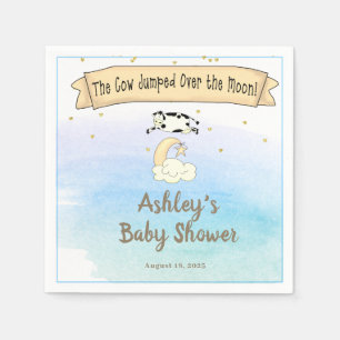 Kon snubblade över Måne Blue Baby Shower Pappersservett