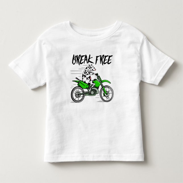Kon som cyklar med grönt kor t-shirt (Framsida)
