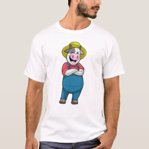 Kon som jordbrukare med hatt t shirt
