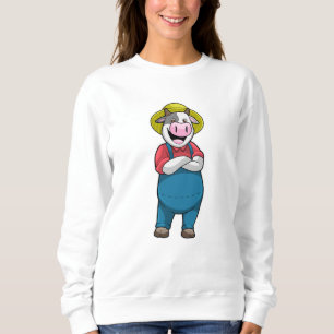 Kon som jordbrukare med hatt t shirt