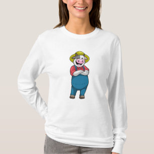 Kon som jordbrukare med hatt t shirt
