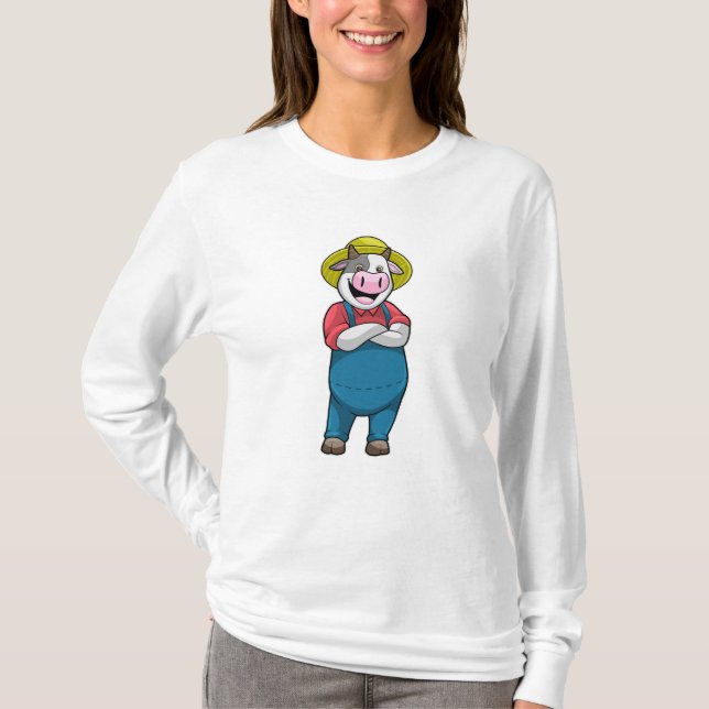 Kon som jordbrukare med hatt t shirt (Framsida)