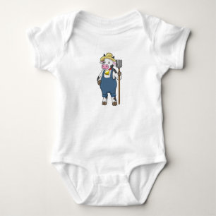 Kon som jordbrukare med högaffel t shirt