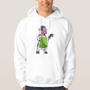 Kon som målarfärg med färg och färg hoodie