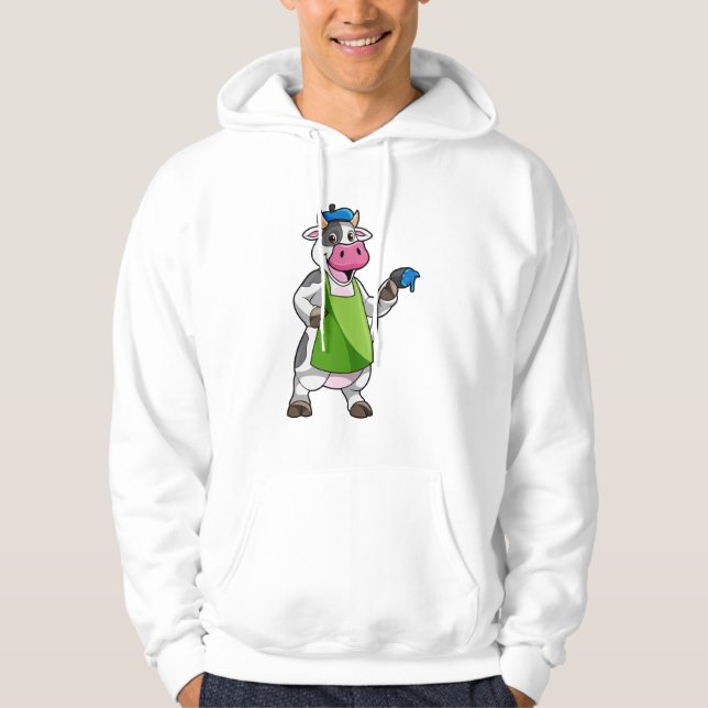 Kon som målarfärg med färg och färg hoodie (Framsida)