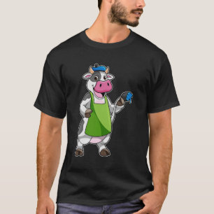 Kon som målarfärg med färg och färg t shirt