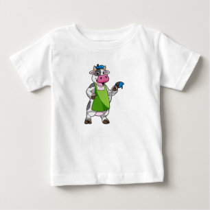 Kon som målarfärg med färg och färg t shirt