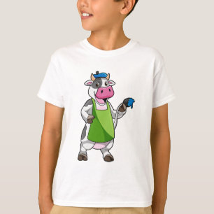Kon som målarfärg med färg och färg t shirt