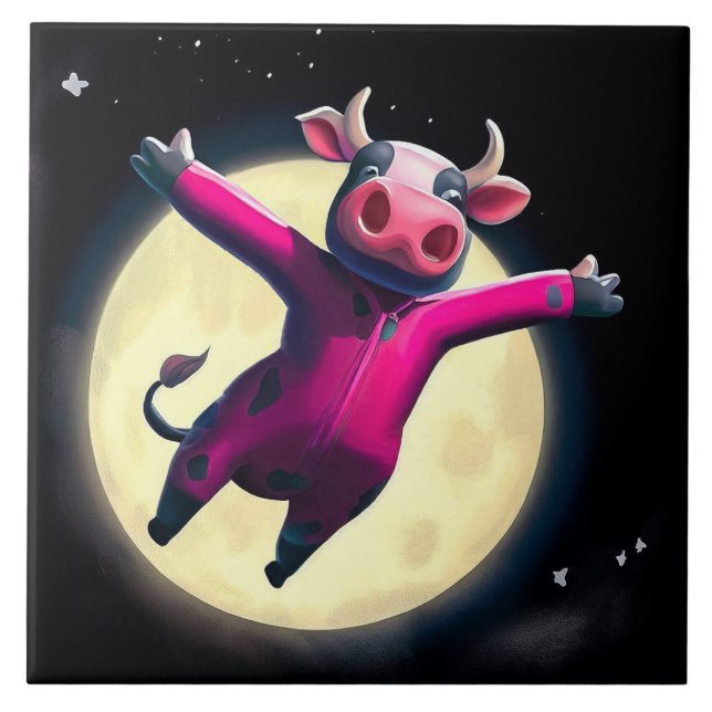 Kon som snubblade över Måne - Barnens panel Kakelplatta (Framsidan)