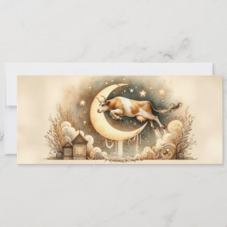 Kon som stöts över det platta hälsningskortet Måne Kort