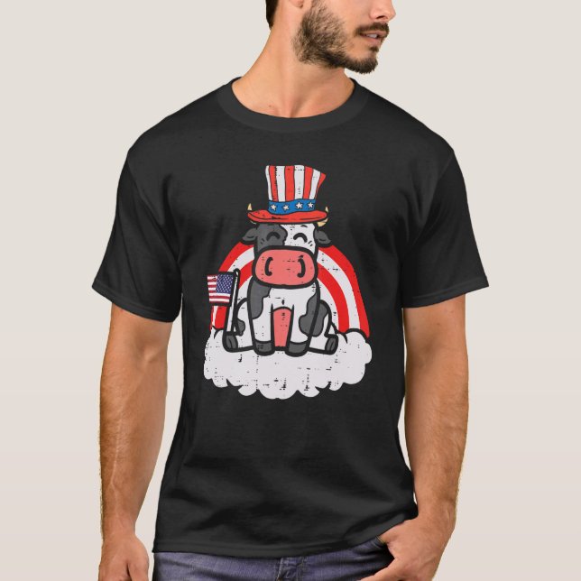 Kon US Top hat Rainbow 4:e juli Farming Pa Pa T Shirt (Framsida)