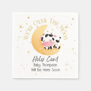 Kon vi är över Måne Gult Baby Shower Pappersservett