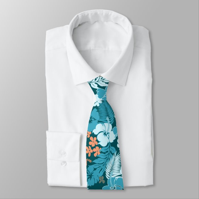 Kona Bay Hawaiian Hibiscus Teal och Eucalyptus Slips (Bunden)