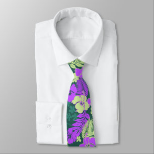 Kona Bay Hawaiian Hibiscus Tvåsidig Tryckt Slips
