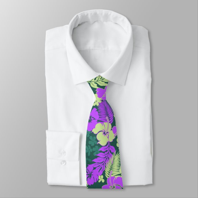 Kona Bay Hawaiian Hibiscus Tvåsidig Tryckt Slips (Bunden)