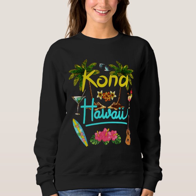 Kona Hawaii Beach Summer Handflatan Surfa Sol Set  T Shirt (Framsida)