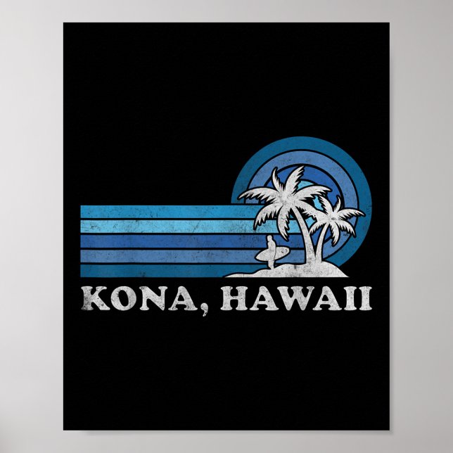 Kona Hawaii Beach Vintage Family Summer Vacation  Poster (Framsidan)