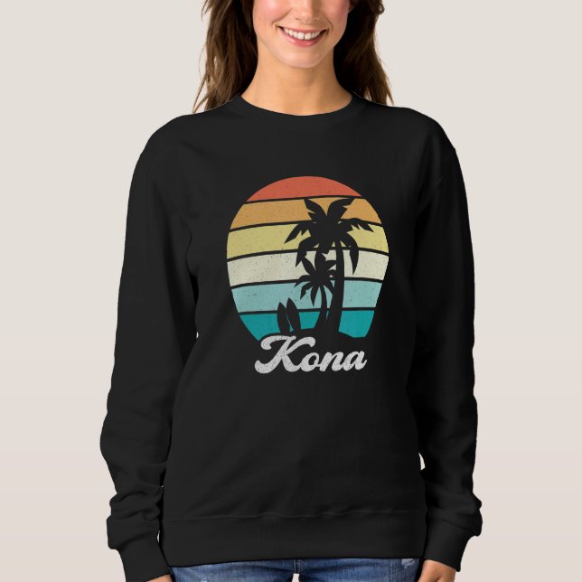 Kona Hawaii Hawaii Handflatan Träd Surfboard Vinta T Shirt (Framsida)