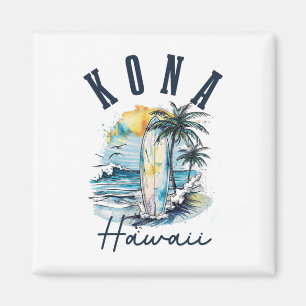 Kona Hawaii Hawaiiansk Surf Vintage Surfar Surfar Magnet