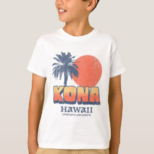 Kona Hawaii Retro Solnedgång Palmträd Söt hawaiian T Shirt