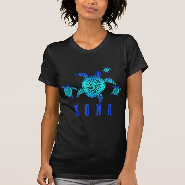 Kona Hawaii Sea Turtle Tribal Mönster Dyka T Shirt (Framsida)