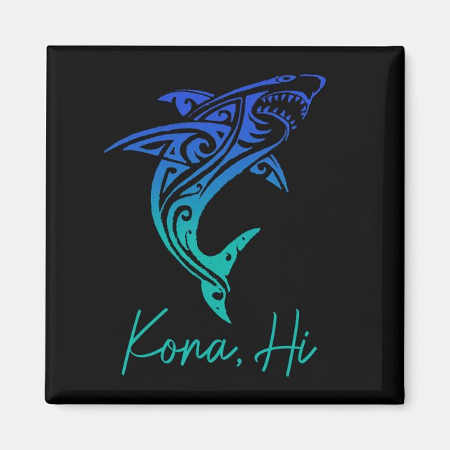 Kona Hawaii Shark Diving Fishing Surfing Surfer Ha Magnet (Framsidan)