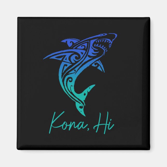 Kona Hawaii Shark Diving Fishing Surfing Surfer Ha Magnet (Framsidan)