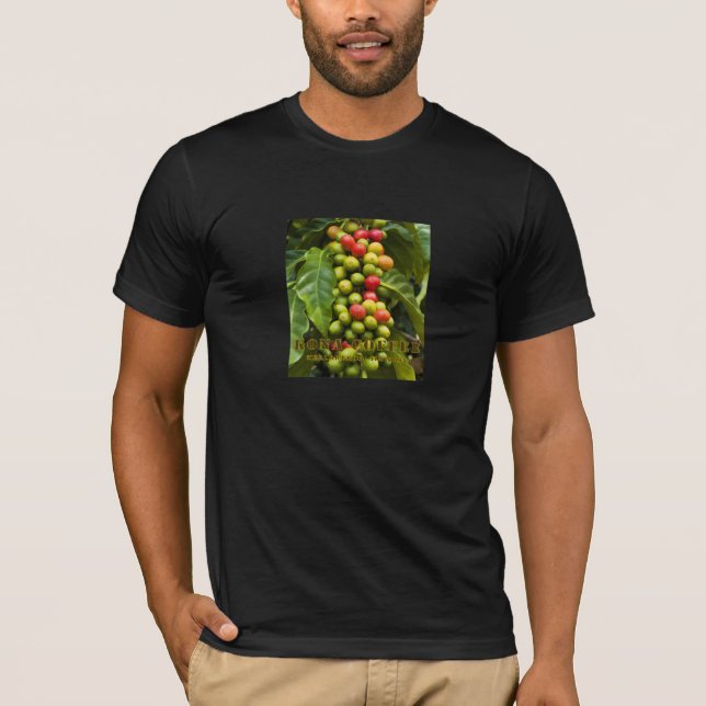 Kona kaffebönor tee shirt (Framsida)