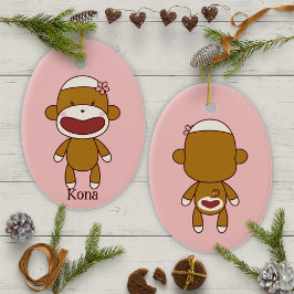 Kona Sock monkey Julgran Julgransprydnad Keramik