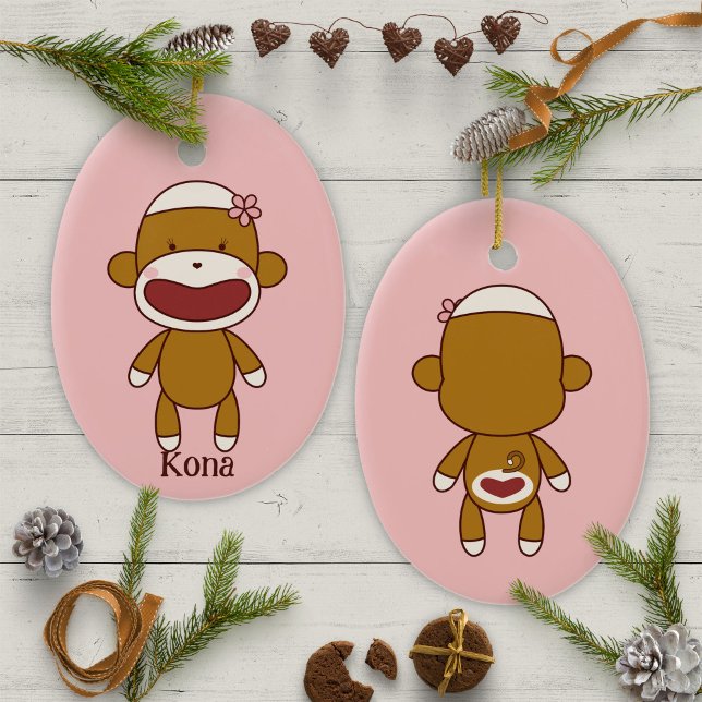 Kona Sock monkey Julgran Julgransprydnad Keramik (Skapare uppladdad)