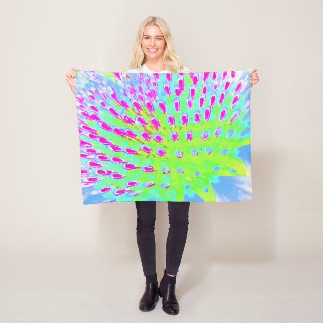 Konblomma i Abstrakten Limgrönt och Lila Fleecefilt (På plats)