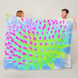 Konblomma i Abstrakten Limgrönt och Lila Fleecefilt