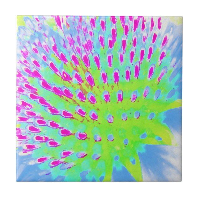 Konblomma i Abstrakten Limgrönt och Lila Kakelplatta (Framsidan)
