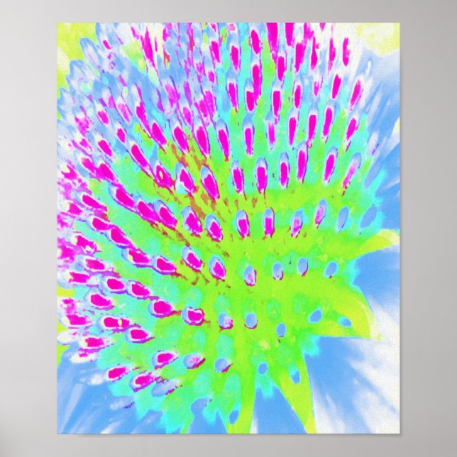 Konblomma i Abstrakten Limgrönt och Lila Poster (Framsidan)