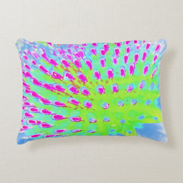 Konblomma i Abstrakten Limgrönt och Lila Prydnadskudde