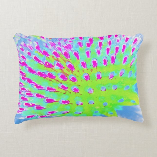 Konblomma i Abstrakten Limgrönt och Lila Prydnadskudde (Framsidan)