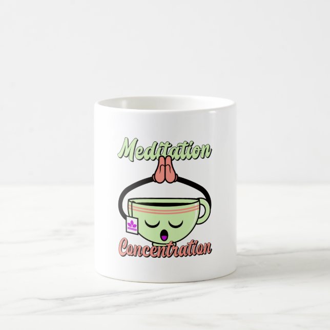Koncentration av meditation Cute Coffee Mugg Kawai (Center)