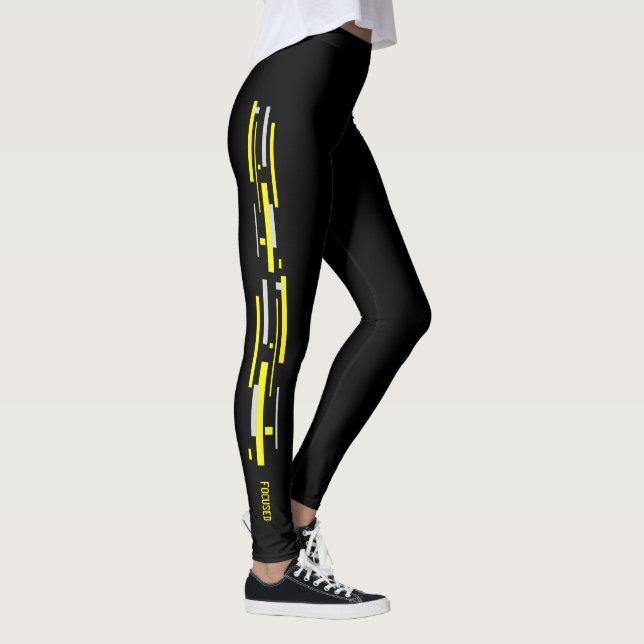 Koncentrerad Gult Blockerar Abstrakt Art Leggings (Höger)